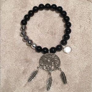 Black and silver dream catcher bracelet